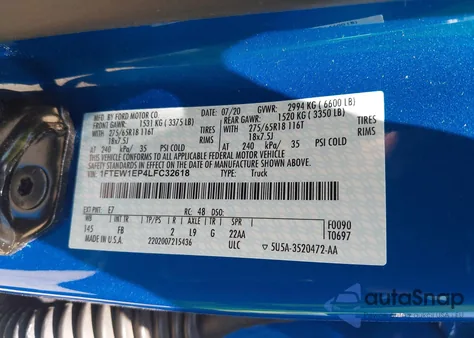 2020 Ford F-150 Xlt from USA, damaged, VIN 1FTEW1EP4LFC32618